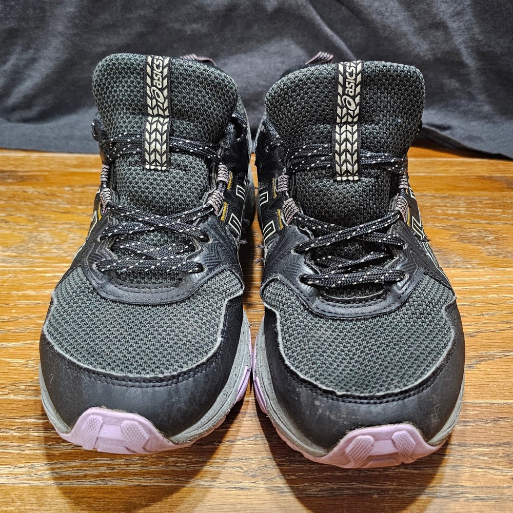 Asics Gel-Venture 8 Kids Black Pink Trail Running Shoes 1012A706 Size 6.5 Wide